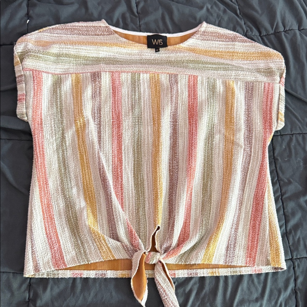 W5 Women's Multicolor Striped Tie-Front Blouse